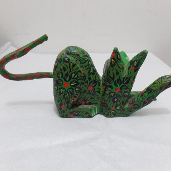 Oaxacan Alebrije Hand Carved Hand Painted Wood Cat Sculpture - Picture 6 of 13